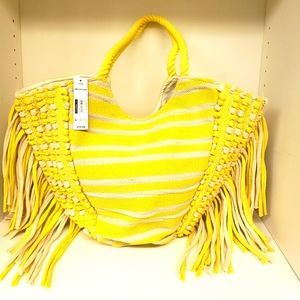 Women Tote Hands bags Color Yellow And white